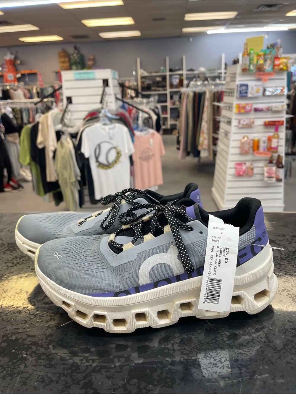 On Running Women Gray and Purple Cloudsurfer Sneakers